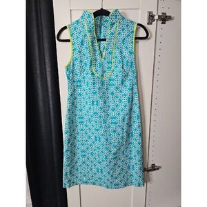 NWT Eliza J Geometric Print Dress Sleeveless Sheath‎ Teal Green Trim Size 2
